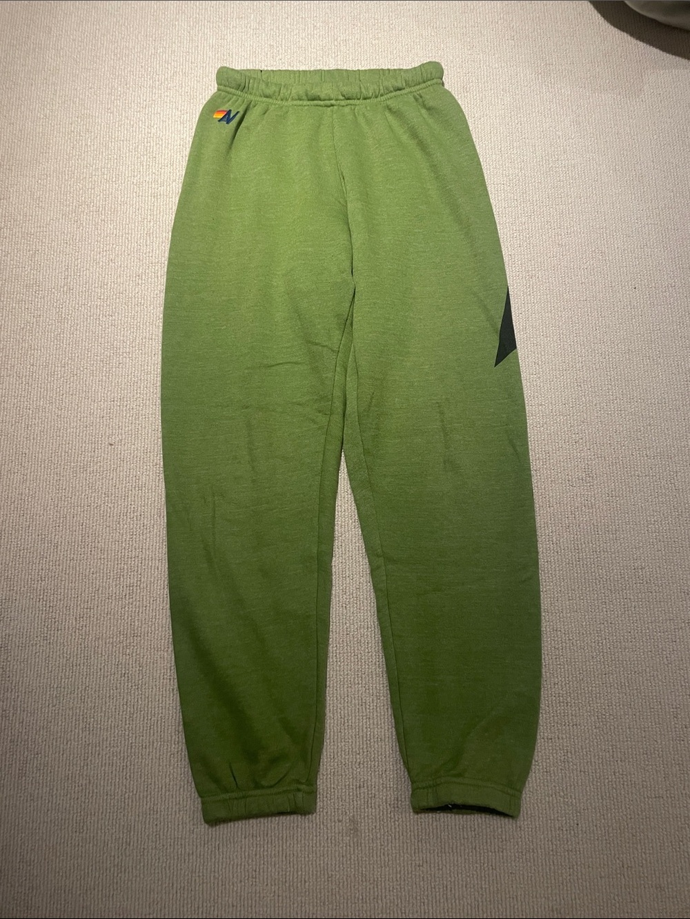 Aviator Nation Olive Green Black Lightning Bolt Sweatpants Cuffed Joggers XS